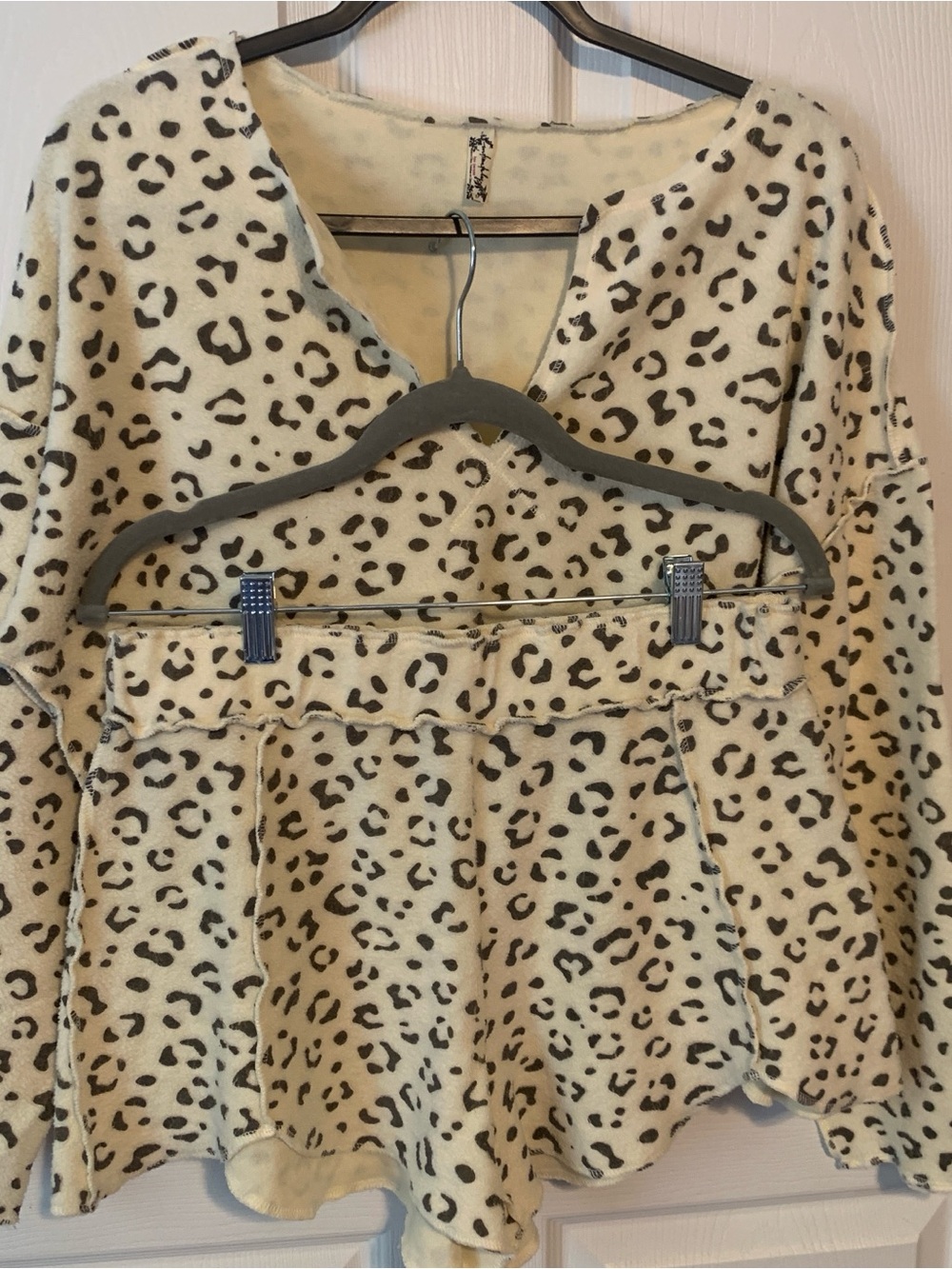 Free People Cream Leopard Print Lounge Set